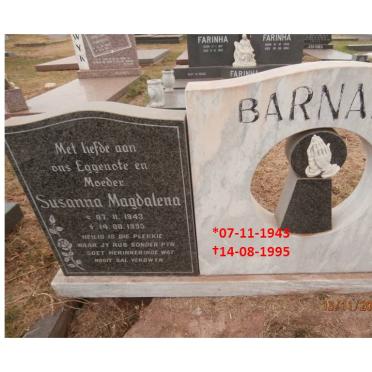 BARNARD Adam Johannes 1945- & Susanna Magdalena 1943-1995