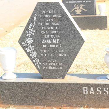 BASSON Anna M.C. nee ROETS 1919-1979