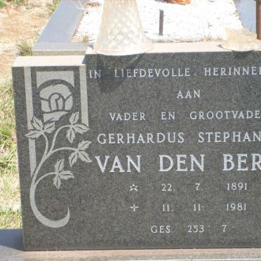 BERG Gerhardus Stephanus, van den 1891-1981