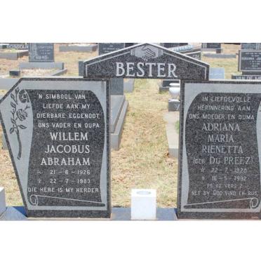 BESTER Willem Jacobus Abraham 1926-1983 &amp; Adriana Maria Rienetta DU PREEZ 1928-1992