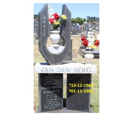 BERG Anna Maria Elizabeth, van den 1964-1986