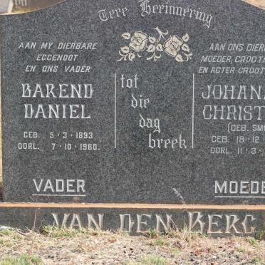 BERG Barend Daniel, van der 1893-1960 &amp; Johanna Christava SMIT 1895-1976