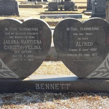 BENNETT Alfred 1902-1971 &amp; Jacoba Martiena Christoffelina BOTHA 1903-1969