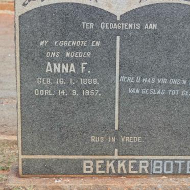 BEKKER Anna F. nee BOTES 1888-1957