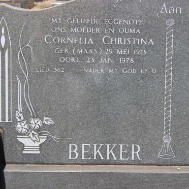 BEKKER Cornelia Christina nee MAAS 1913-1978