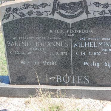 BOTES Barend Johannes 1910-1972 &amp; Wilhelmina Aletta 1907-1994