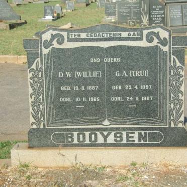BOOYSEN D.W. 1887-1965 &amp; G.A. 1897-1967