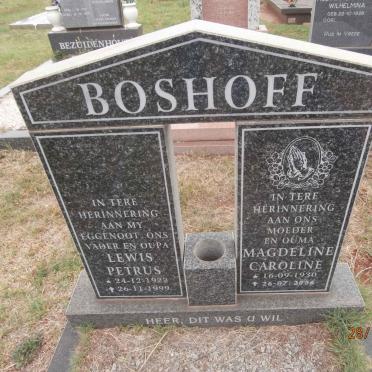 BOSHOFF Lewis Petrus 1922-1999 &amp; Magdeline Caroline 1930-2006