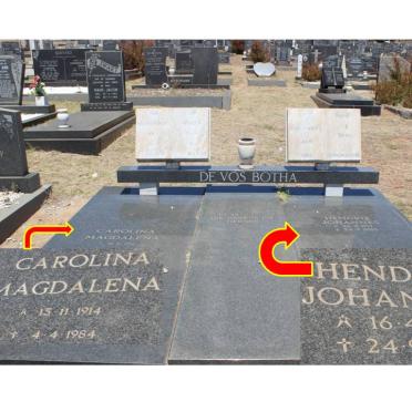 BOTHA Hendrik Johannes, DE VOS 1917-1985 &amp; Carolina Magdalena 1914-1984
