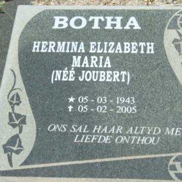 BOTHA Hermina Elizabeth Maria nee JOUBERT 1943-2005
