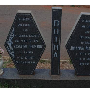 BOTHA Raymond Desmond 1929-1987 &amp; Johanna Maria 1933-1990