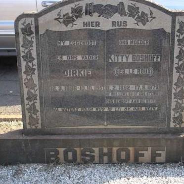 BOSHOFF Dirkie 1886-1957 &amp; Kitty LE ROUX 1892-1979