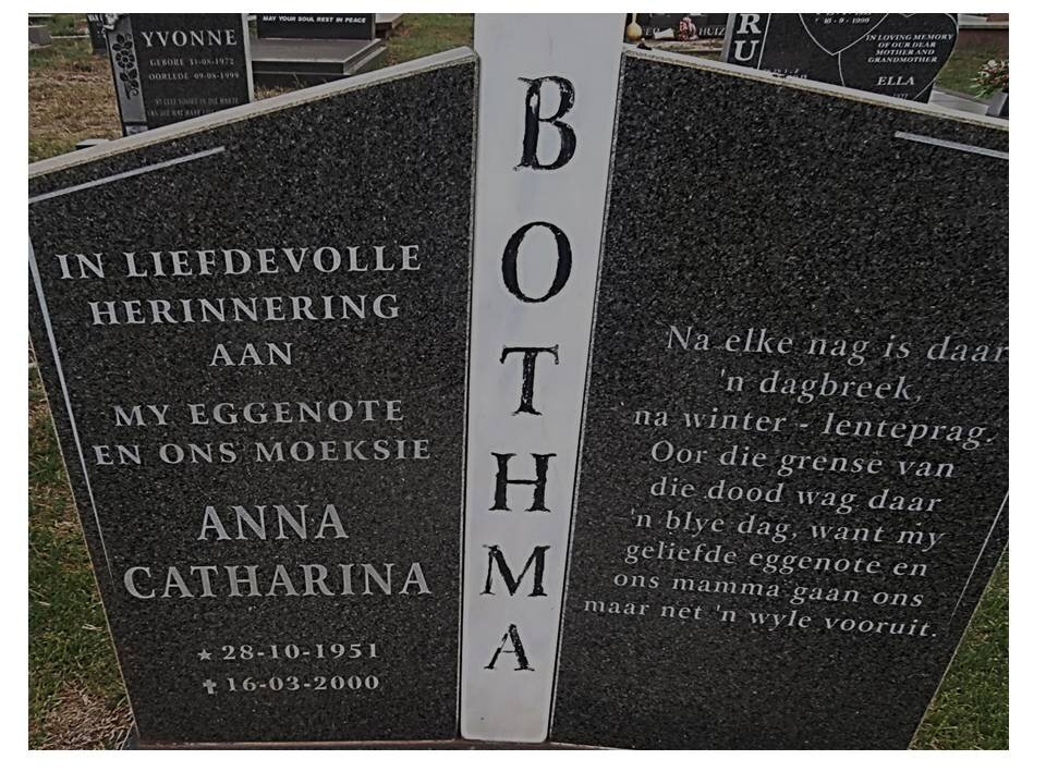 BOTHMA Anna Catharina 1951-2000