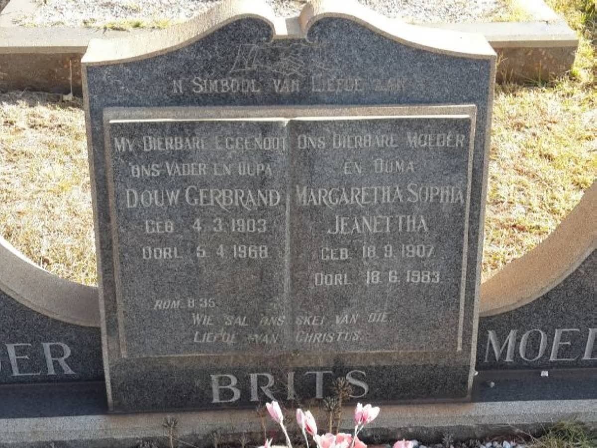 BRITS Douw Gerbrand 1903-1968 &amp; Margaretha Sophia Jeanettha 1907-1983