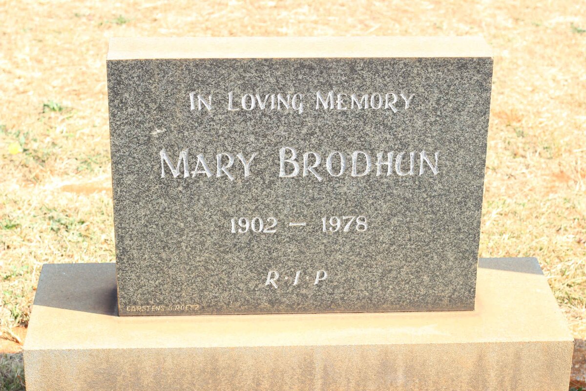 BRODHUN Mary 1902-1978