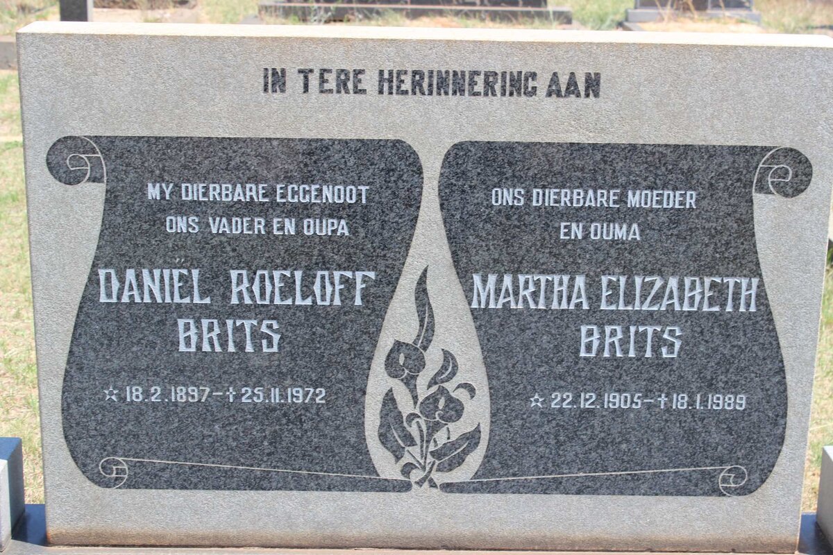 BRITS Daniël Roeloff 1897-1972 &amp; Martha Elizabeth 1905-1989