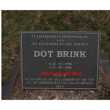 BRINK Minnie Dorothy 1938-2001