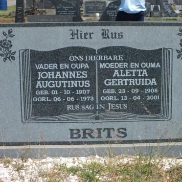 BRITS Johannes Augustinus 1907-1973 &amp; Aletta Gertruida 1908-2001