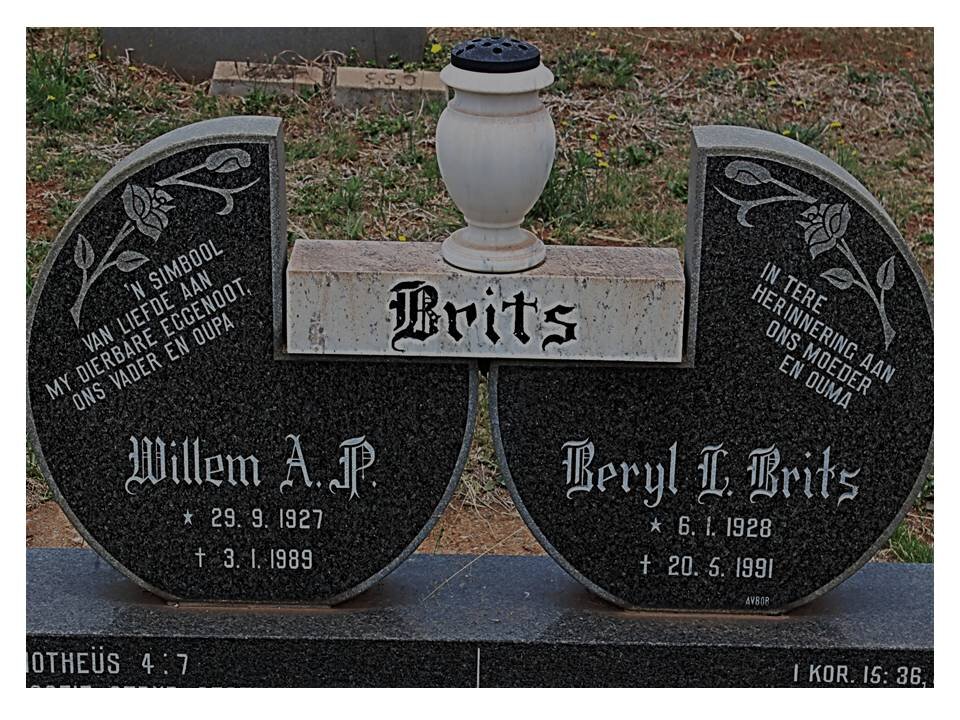 BRITS Willem A.P. 1927-1989 &amp; Beryl L. 1928-1991