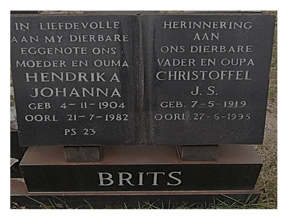 BRITS Christoffel J.S. 1919-1995 &amp; Hendrika Johanna 1904-1982