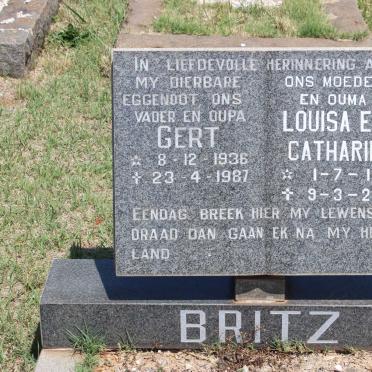 BRITZ Gert 1936-1987 &amp; Louisa Eva Catharina 1941-2007
