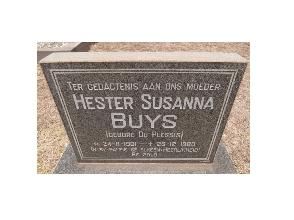 BUYS Hester Susanna nee DU PLESSIS 1901-1980