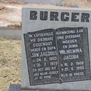 BURGER Jan Jacobus 1905-1977 &amp; Wilhelmina Jacoba 1908-1990