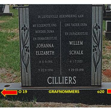 CILLIERS Willem Schalk 1920-1991 &amp; Johanna Elizabeth 1916-1986