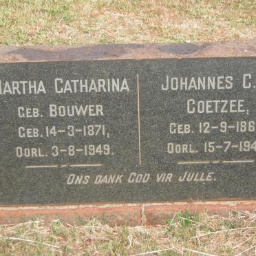 COETZEE Johannes C.J. 1866-1949 &amp; Martha Catharina BOUWER 1871-1949