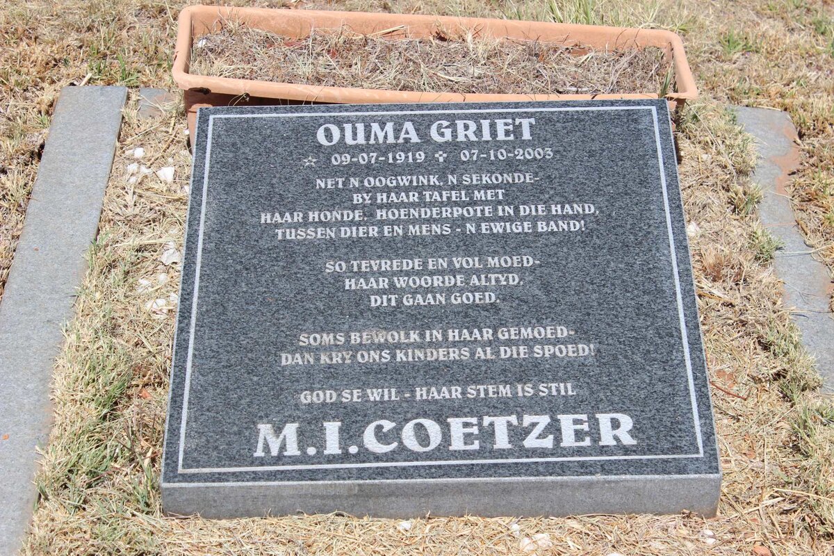 COETZER M.I. 1919-2003