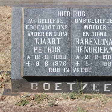 COETZEE Tjaart Petrus 1898-1976 &amp; Barendina Hendrieka 1907-1997