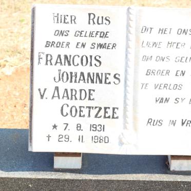 COETZEE Francois Johannes v. Aarde 1931-1980