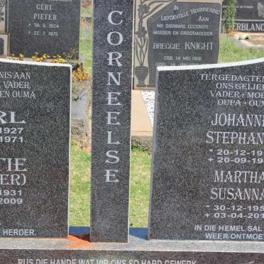 CORNEELSE Carl 1927-1971 &amp; Lettie BURGER 1931-2009 :: CORNEELSE Johannes Stephanus 1951-1995 &amp; Martha Susanna 1950-2015