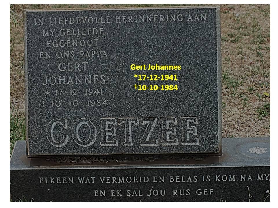 COETZEE Gert Johannes 1941-1984