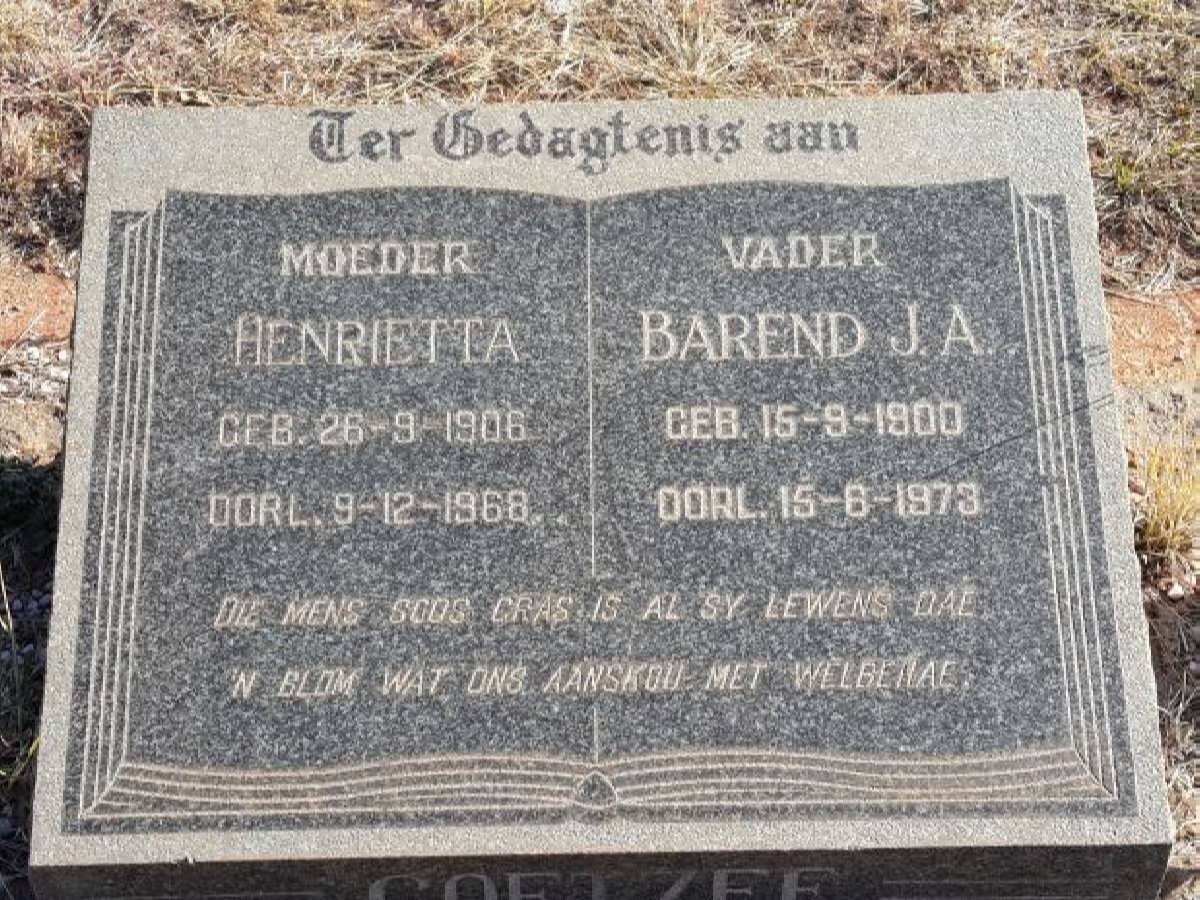 COETZEE Barend J.A. 1900-1973 &amp; Henrietta 1906-1968