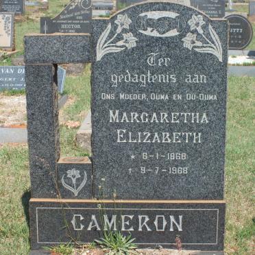 CAMERON Margaretha Elizabeth 1968-1968