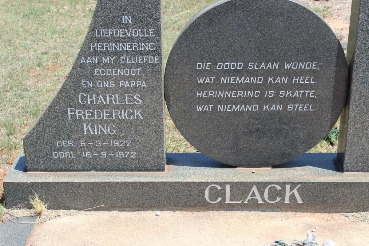 CLACK Charles Frederick King 1922-1972