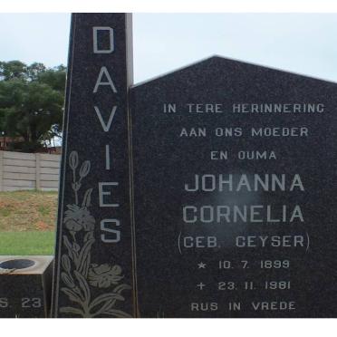 DAVIES Johanna Cornelia nee GEYSER 1899-1981