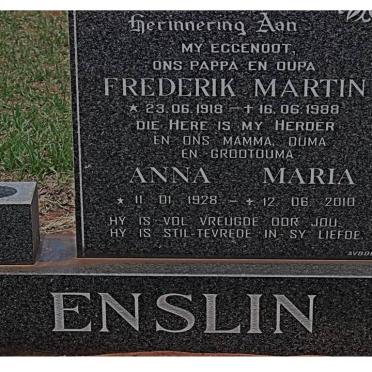 ENSLIN Frederik Martin 1918-1988 &amp; Anna Maria 1928-2010