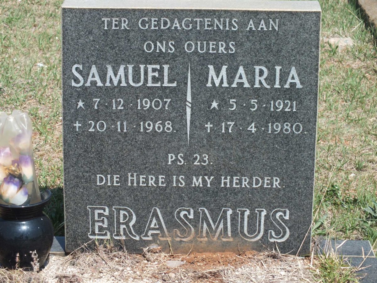 ERASMUS Samuel 1907-1968 &amp; Maria 1921-1980