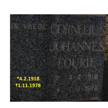 FOURIE Cornelius Johannes 1918-1978