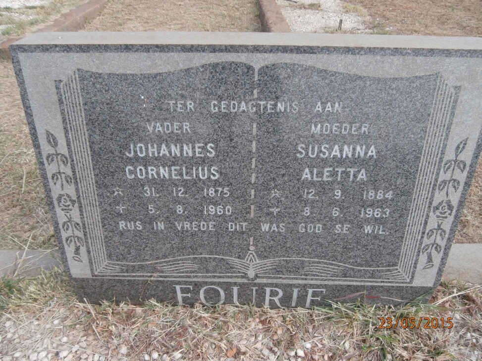 FOURIE Johannes Cornelius 1875-1960 &amp; Susanna Aletta 1884-1963