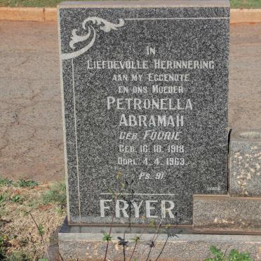 FRYER Petronella Abramah nee FOURIE 1918-1963