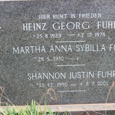 FUHR Heinz Georg 1929-1978 &amp; Martha Anna Sybilla 1930- :: FUHR Shannon Justin 1990-2001