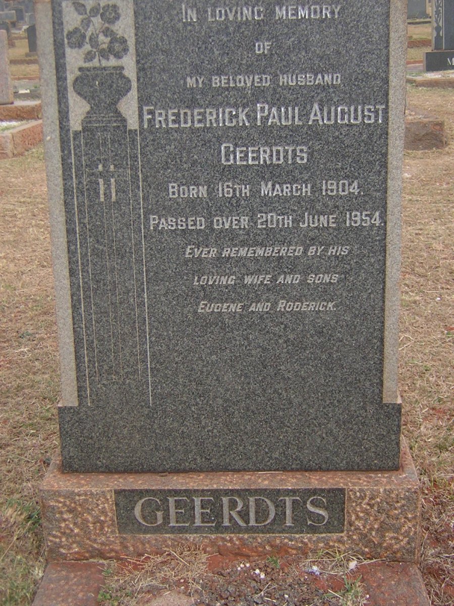 GEERDTS Frederick Paul August 1904-1954