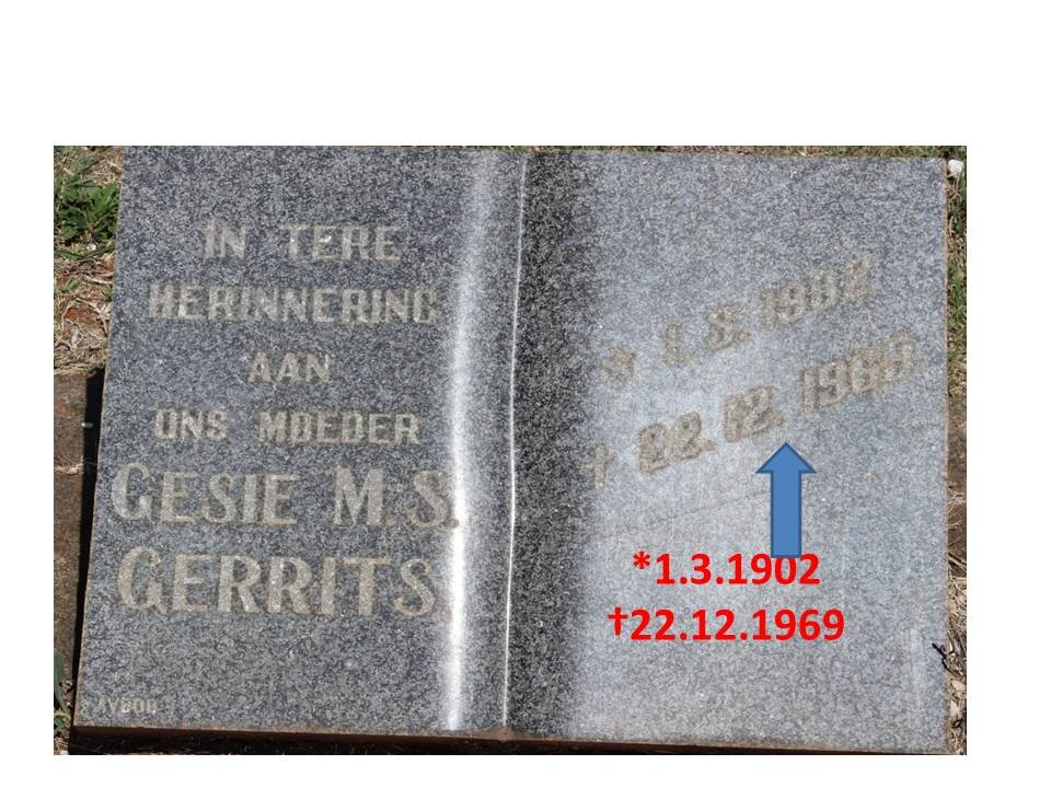 GERRITS Gesie M.S. 1902-1969