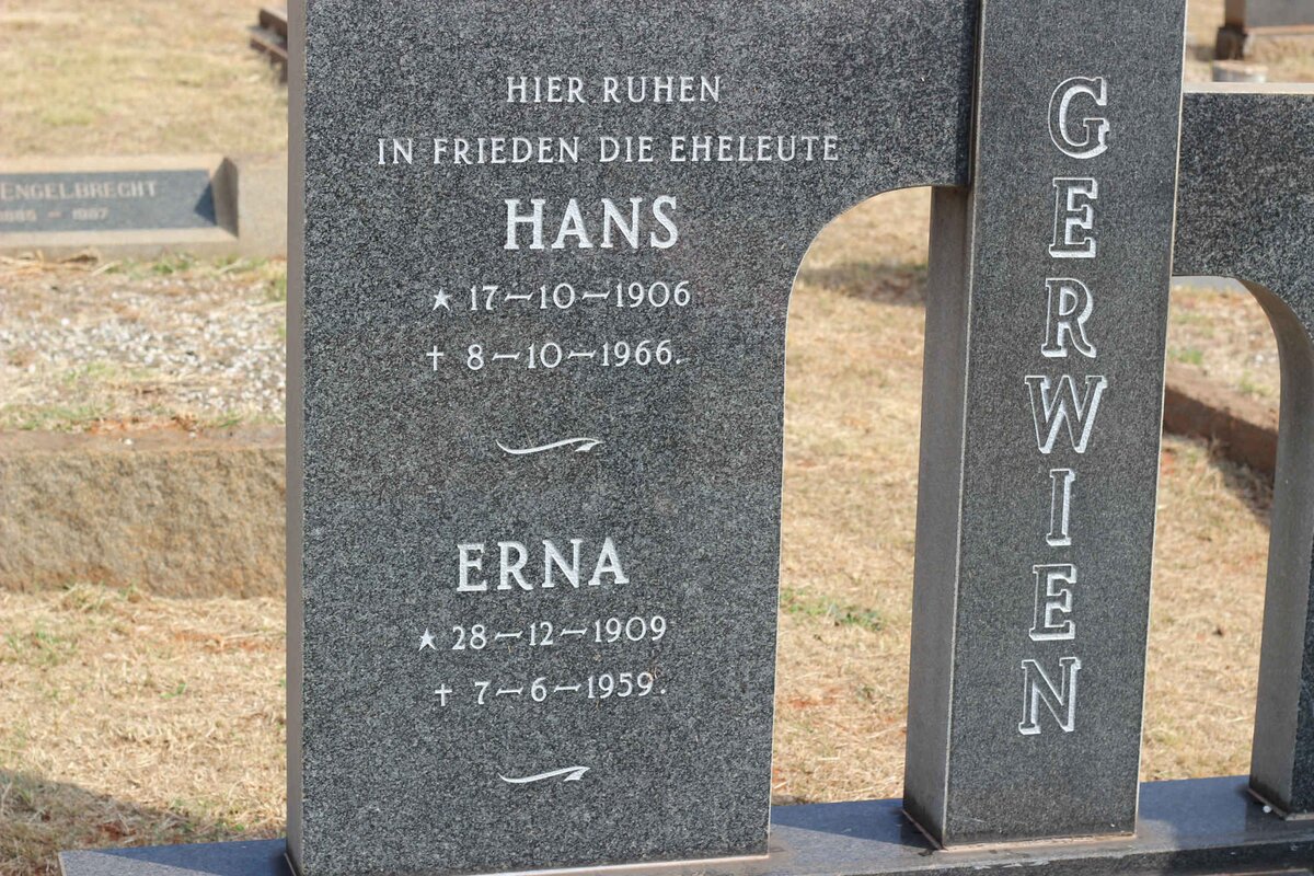 GERWIEN Hans 1906-1966 &amp; Erna 1909-1959