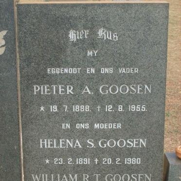 GOOSEN Pieter A. 1888-1955 &amp; Helena S. 1891-1980 :: GOOSEN William R.T. 1927-1987