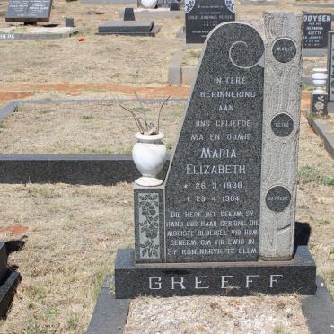 GREEFF Maria Elizabeth 1938-1984