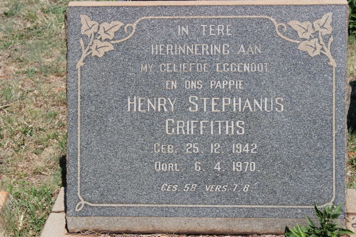 GRIFFITHS Henry Stephanus 1942-1970